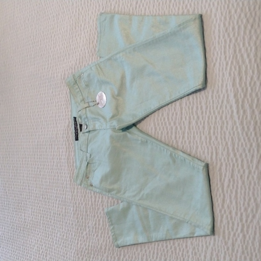 Silent Disco shimmer green blue Sz 7 strait leg